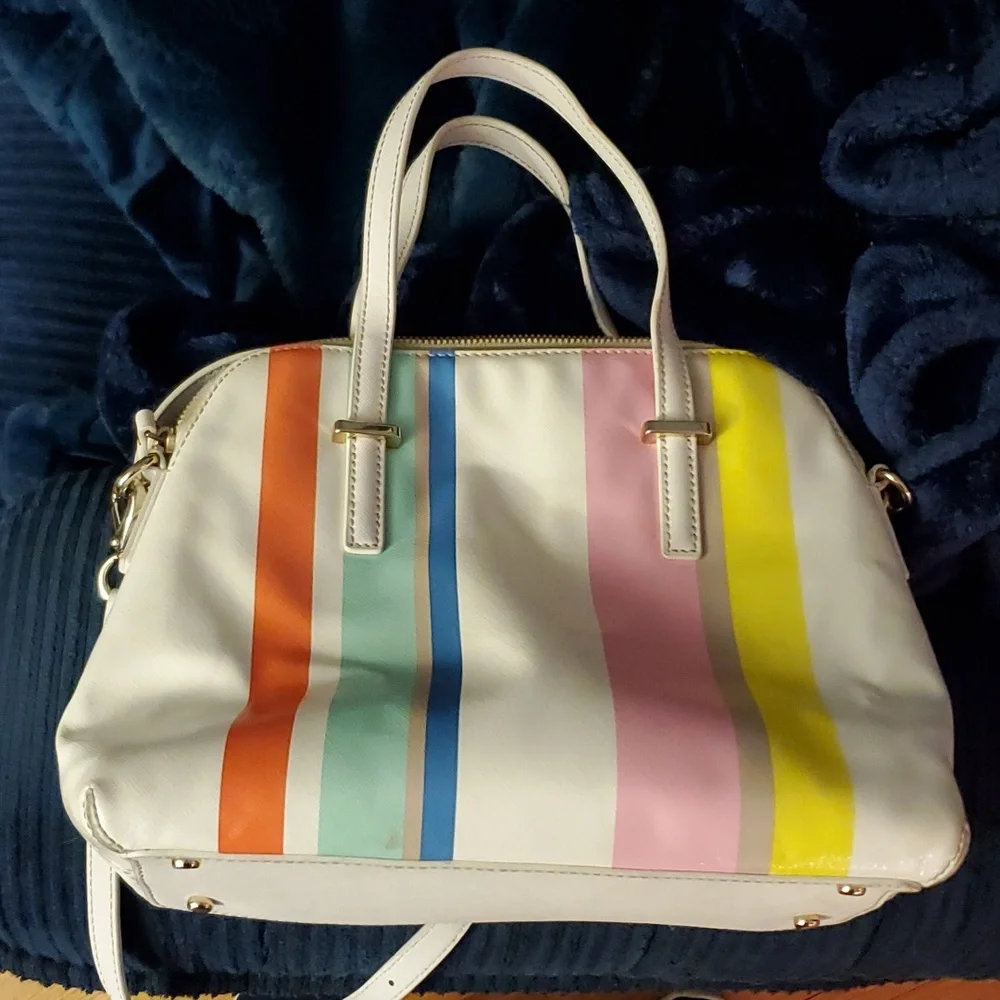 Kate Spade pocket book, white with colored stripes! - Picture 3 of 8